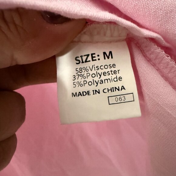 Apple Boulevard Pink Embroidered Puff Sleeve Peasant Blouse Womens Size Medium - Picture 7 of 7